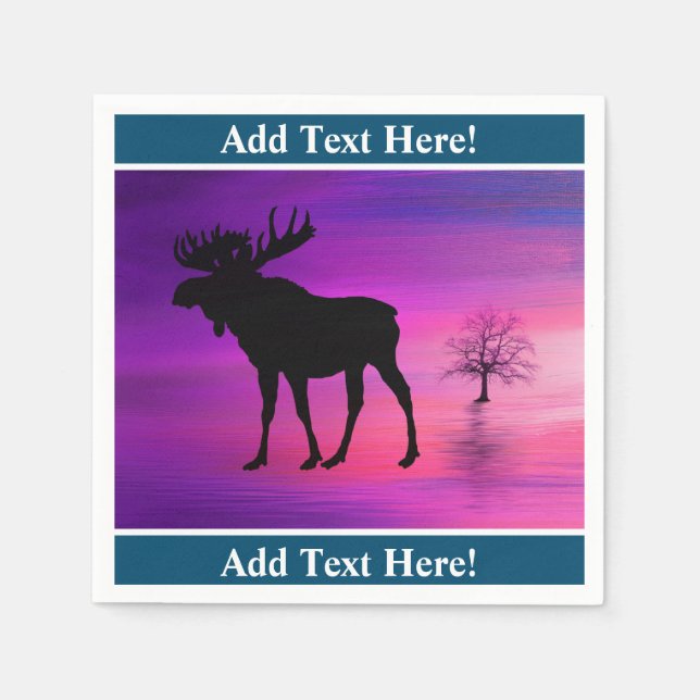 Bull Moose Silhouette Napkins (Front)