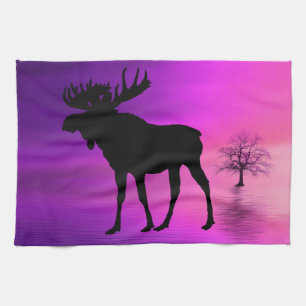 Bull Moose Silhouette Tea Towel