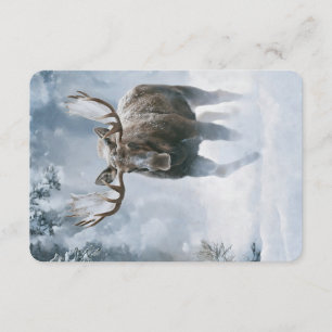 Bull Moose Walking Through Boreal Snow Enclosure Card