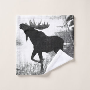 Bull Moose Wildlife Animal Art Bath Towel Set