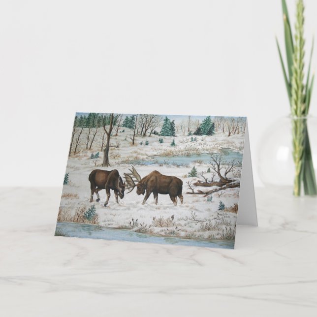 Bull Moose Wildlife Art Card (Front)