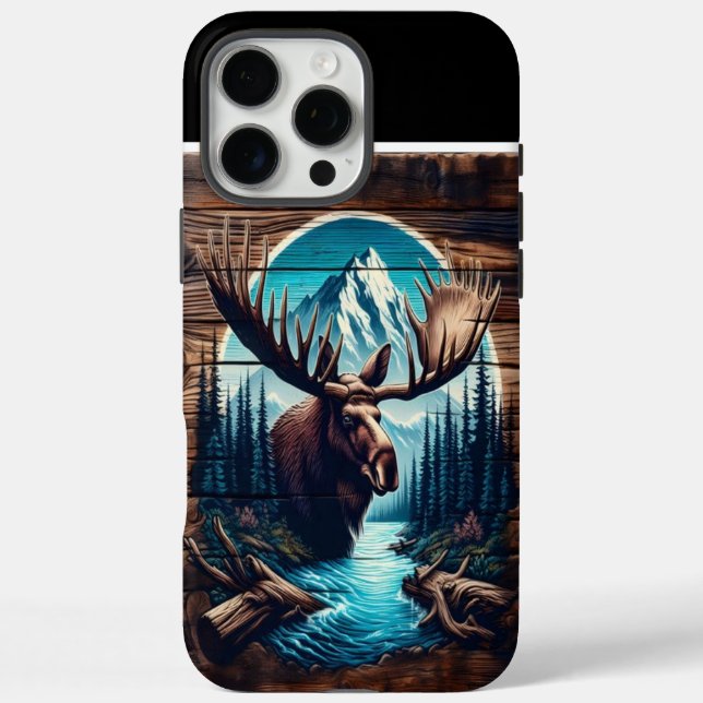 Bull Moose Wood Art Case-Mate iPhone Case (Back)