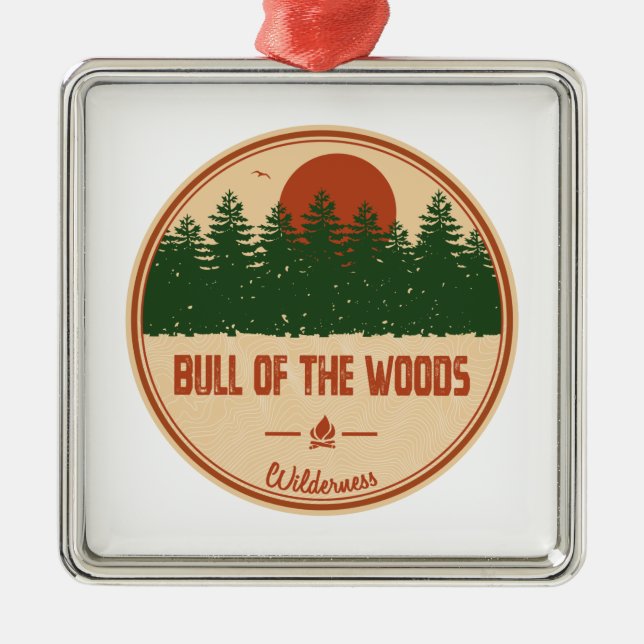 Bull Of The Woods Wilderness Oregon Metal Tree Decoration (Front)