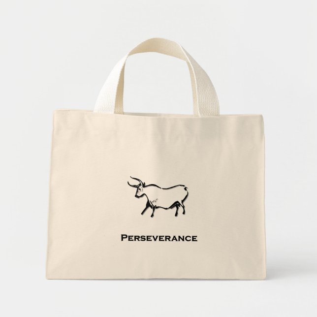 Bull Perseverance Black Mini Tote Bag (Front)