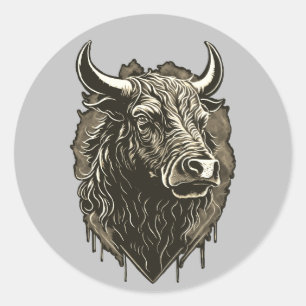 Bull Portrait Postcard Classic Round Sticker