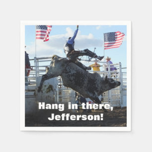 Bull Rider and Bucking Bull Rodeo Napkin