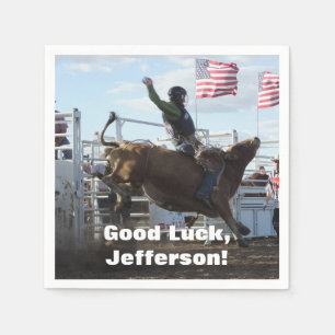 Bull Rider and Bucking Bull Rodeo Napkin
