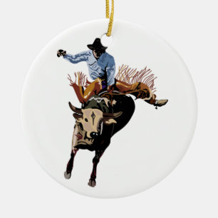 Bull Rider Ceramic Tree Decoration