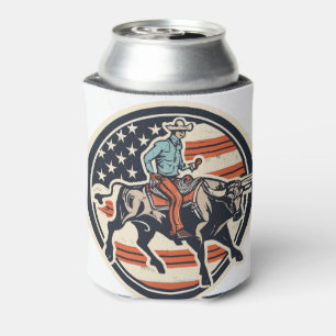 Bull Rider Cowboy Can Cooler