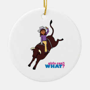 Bull Rider Dark Ceramic Tree Decoration