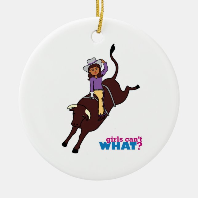 Bull Rider Dark Ceramic Tree Decoration (Front)