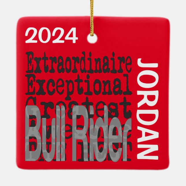 Bull Rider Extraordinaire CUSTOM Ceramic Ornament (Back)