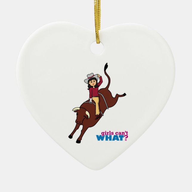 Bull Rider - Medium Ceramic Tree Decoration (Front)