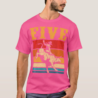 Bull Riding 5Th Birthday Cowboy Boy 5 Year Old Wes T-Shirt