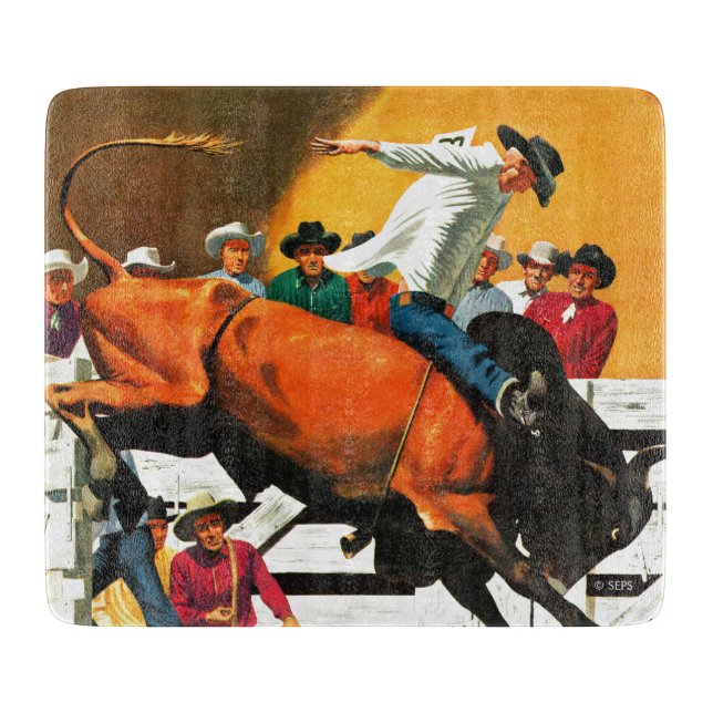 Bull Riding by Fred Ludekens Cutting Board (Front)