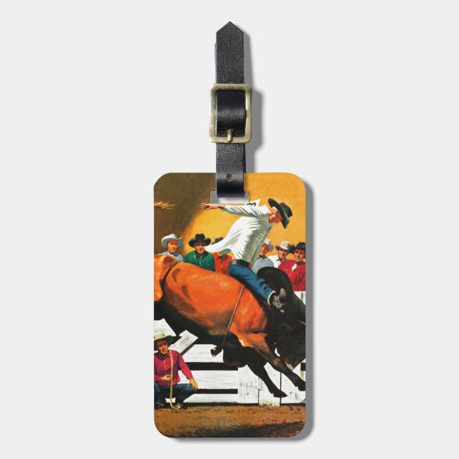 Bull Riding by Fred Ludekens Luggage Tag (Front Vertical)
