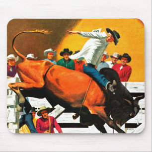 Bull Riding by Fred Ludekens Mouse Mat