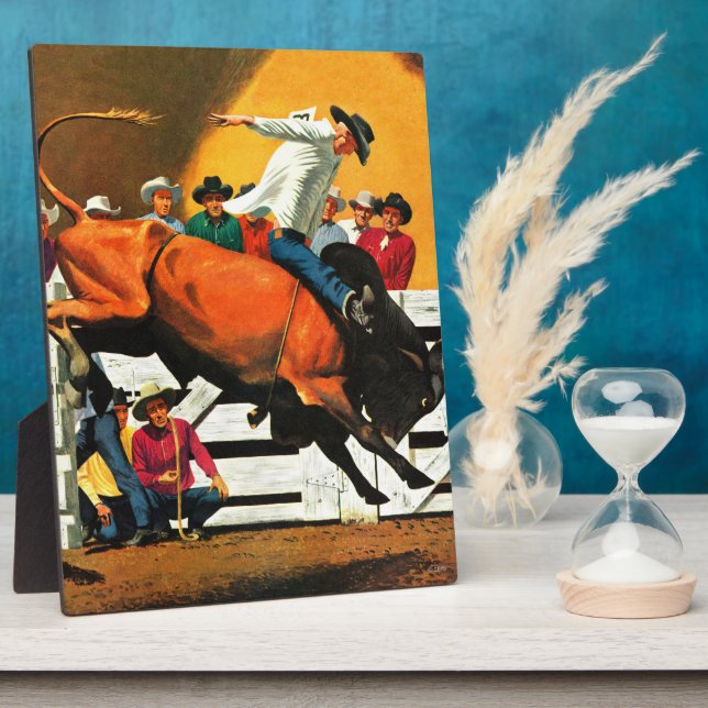Bull Riding by Fred Ludekens Plaque (Side)