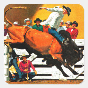 Bull Riding by Fred Ludekens Square Sticker