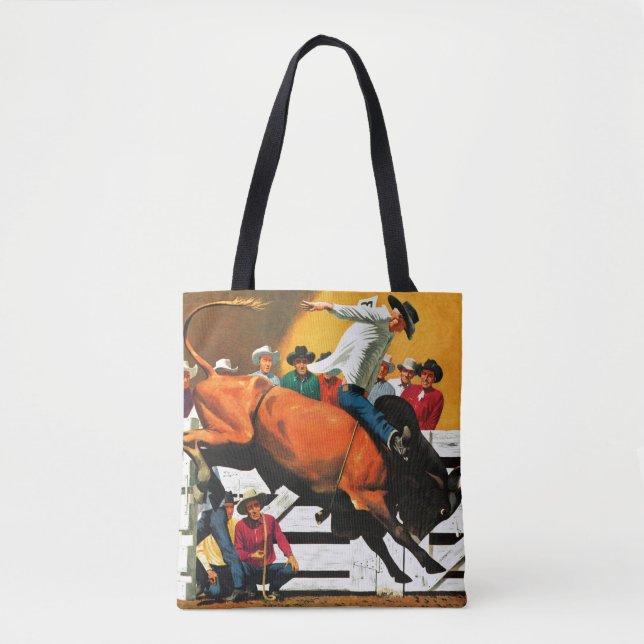Bull Riding by Fred Ludekens Tote Bag (Front)
