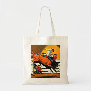 Bull Riding by Fred Ludekens Tote Bag