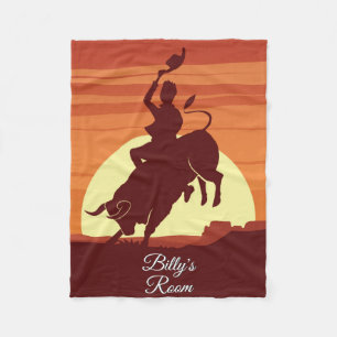 Bull Riding Cowboy Rodeo Personalised Fleece Blanket