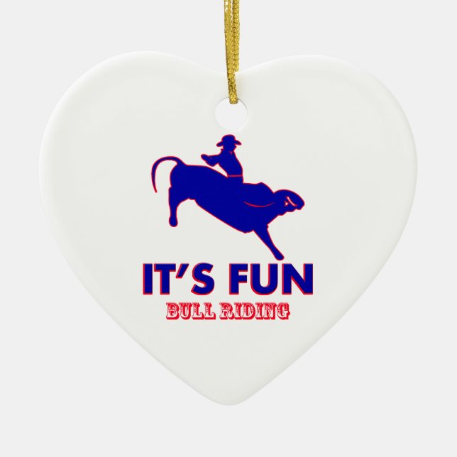 bull riding Designs Ceramic Tree Decoration (Front)