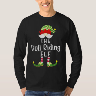 Bull Riding Elf Group Christmas Pajama Party T-Shirt