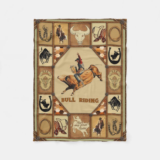 Bull Riding Fleece Blanket (Front)