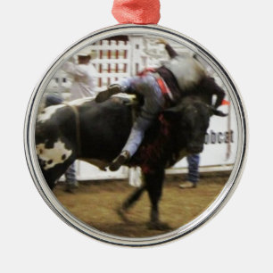Bull Riding Metal Tree Decoration