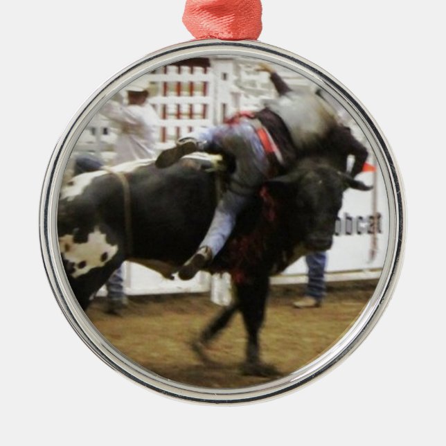 Bull Riding Metal Tree Decoration (Front)