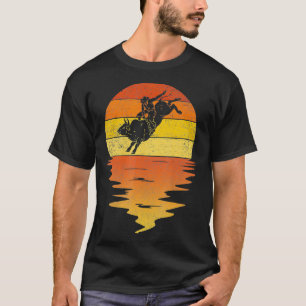 Bull Riding retro sunset vintage Cowboy Western bu T-Shirt