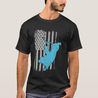 Bull Riding Rodeo American Flag T-Shirt