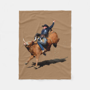 Bull Riding Rodeo Art Fleece Blanket