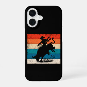 Bull Riding Rodeo Bull Riders Western Ranch Retro iPhone 16 Case