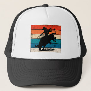 Bull Riding Rodeo Bull Riders Western Ranch Retro Trucker Hat