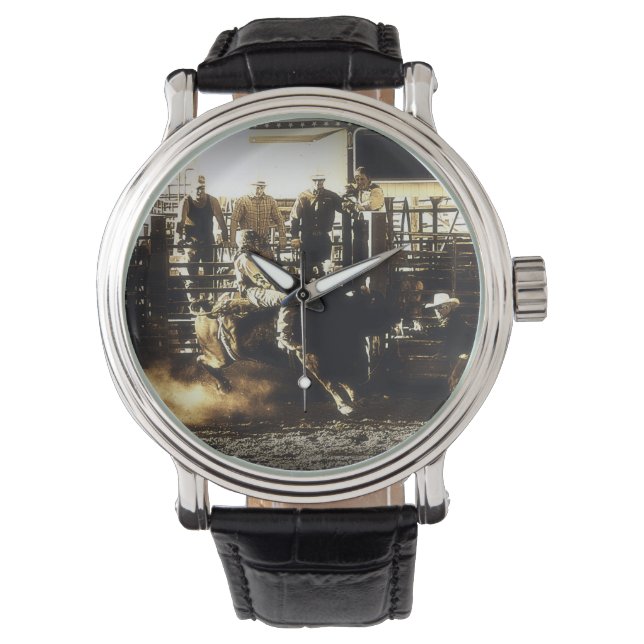 Bull Riding Rodeo Cowboy Country Western Watch (Front)