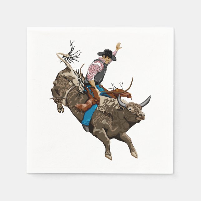 Bull riding rodeo cowboy  napkin (Front)