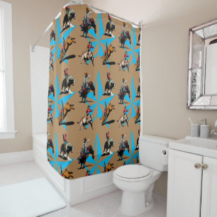 Bull Riding Western Bathroom Decor Shower Curtain