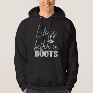 Bull Riding Western Rodeo Funny Cowboy Boots Line Hoodie