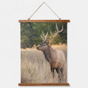 Bull Roosevelt Elk in grass Washington State Hanging Tapestry