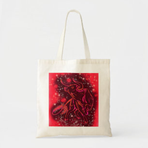 Bull Running At Starry Night Red Tote Bag
