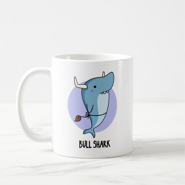 Bull Shark Funny Animal Shark Pun  Coffee Mug (Left)