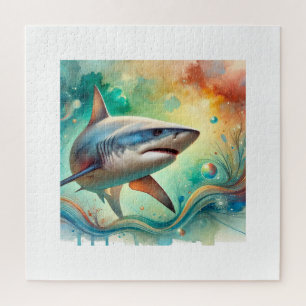 Bull Shark Serenity 290824AREF147 - Watercolor Jigsaw Puzzle