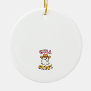 Bull Sheet Cute Ghost Cowboy Vintage Funny T-Shirt Ceramic Tree Decoration