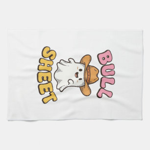Bull Sheet Cute Ghost Cowboy Vintage Funny T-Shirt Tea Towel