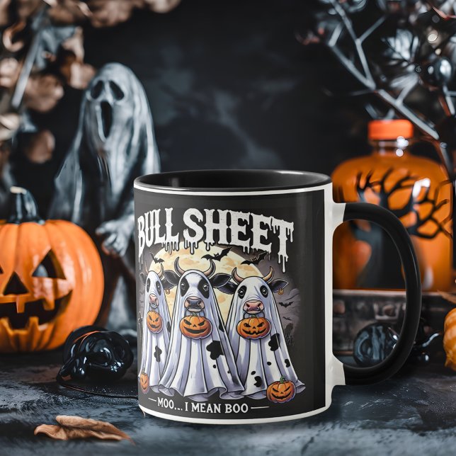 Bull Sheet Funny bulls Halloween Black Mug (Bull Sheet Funny cows Halloween Black Mug)
