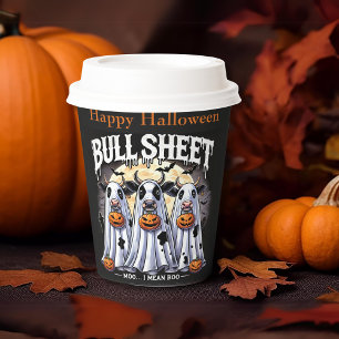 Bull Sheet - moo I mean Boo Halloween Black Paper Cups