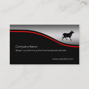 Bull Silhouette, red swoosh on metallic-look Business Card