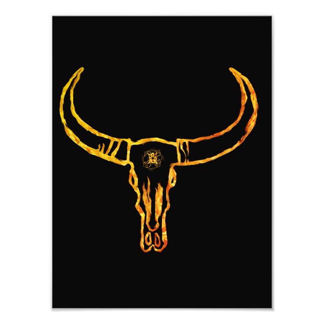 Bull Skull Blossom Photo Print (Front)